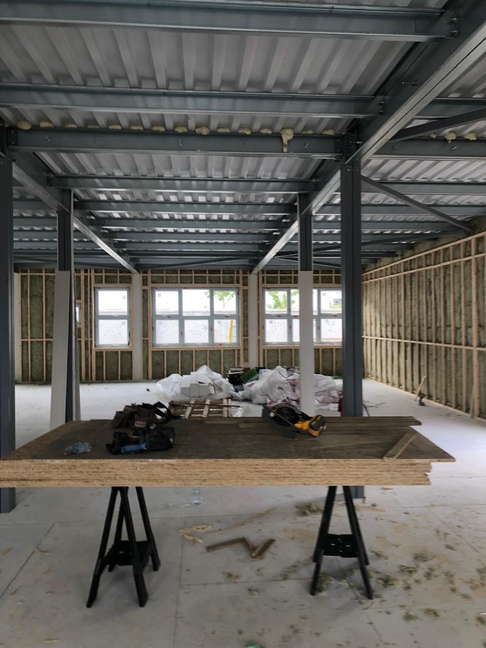 Warehouse wall insulation work