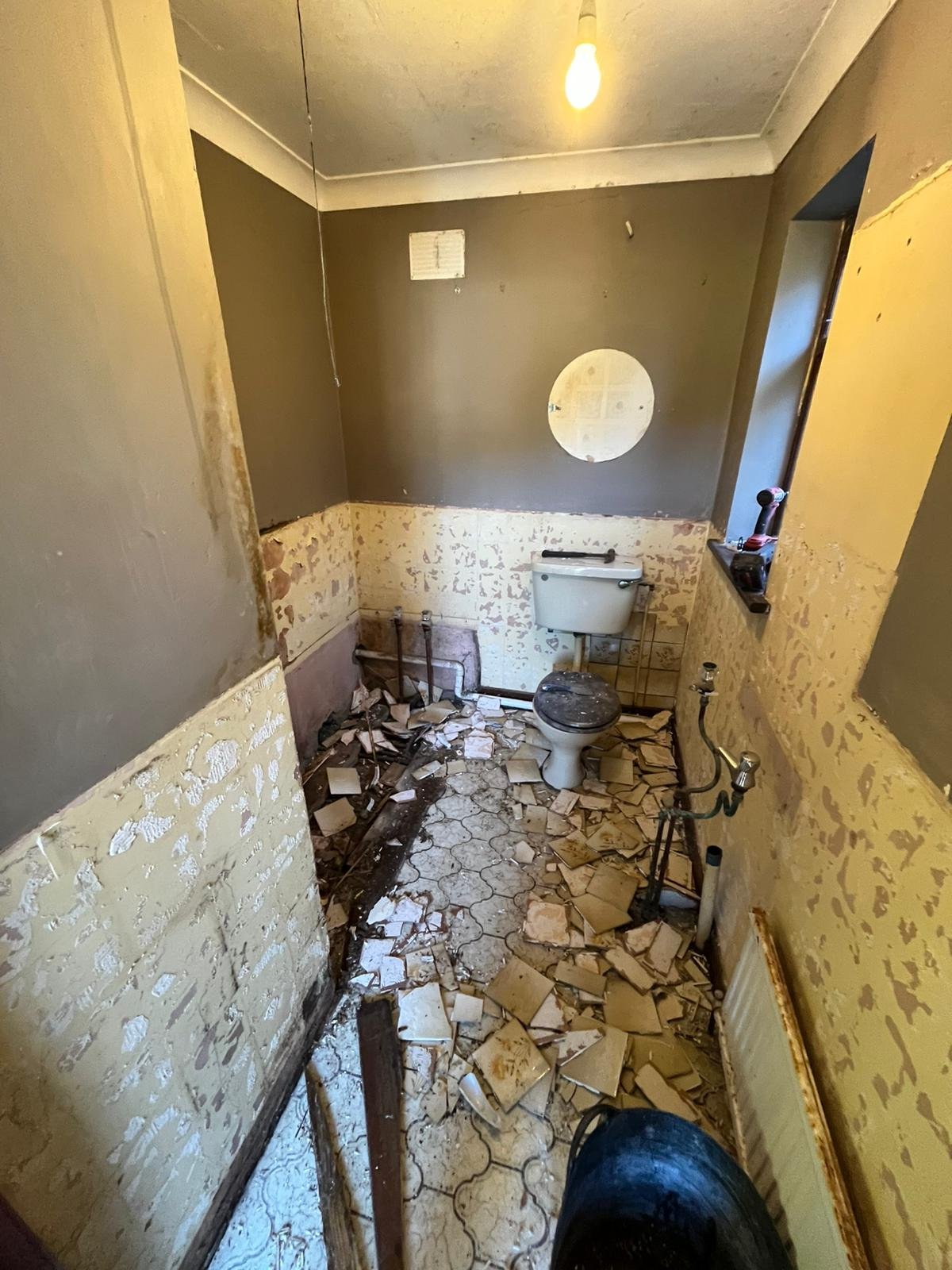 Bathroom renovation before finishing