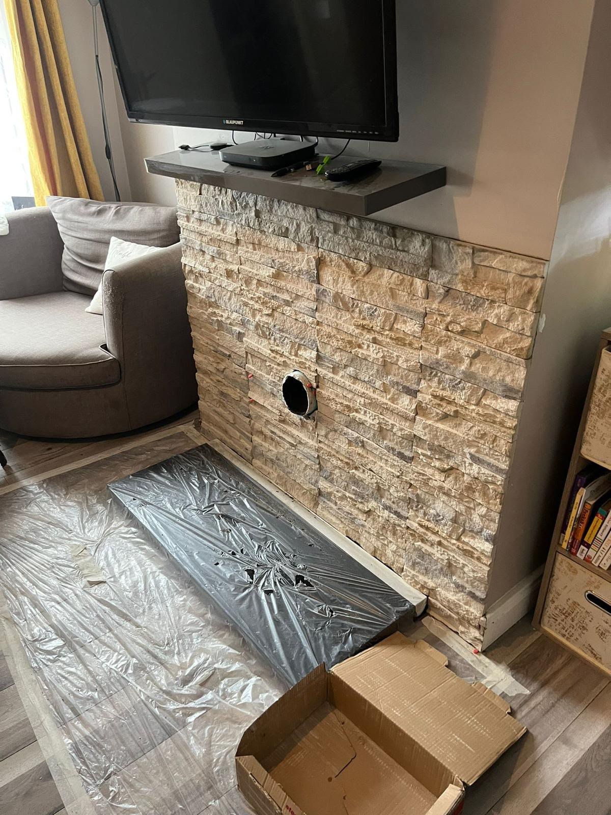 Fireplace tile detail and surface prep